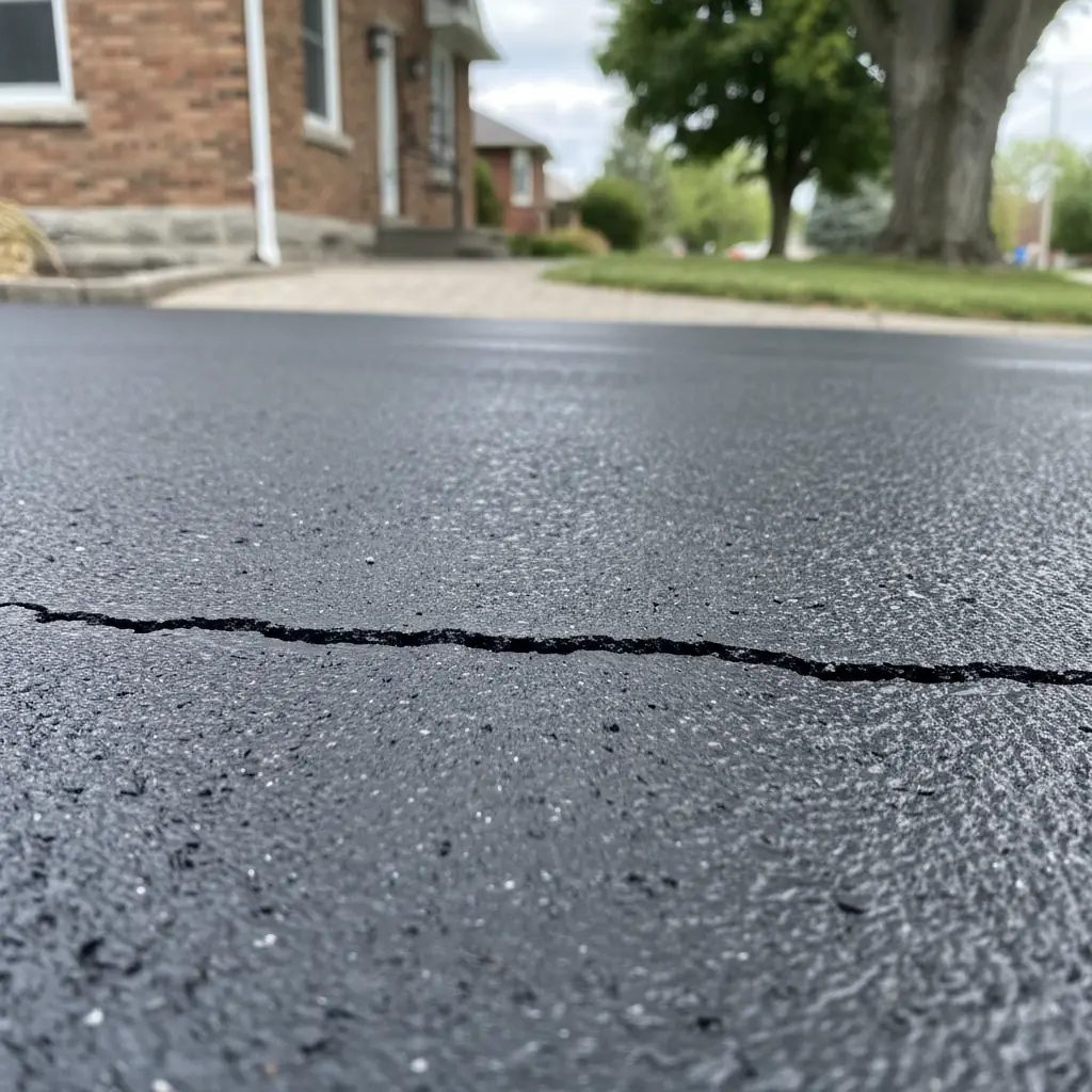 Hot-pour filler in a crack before any sealer goes down.